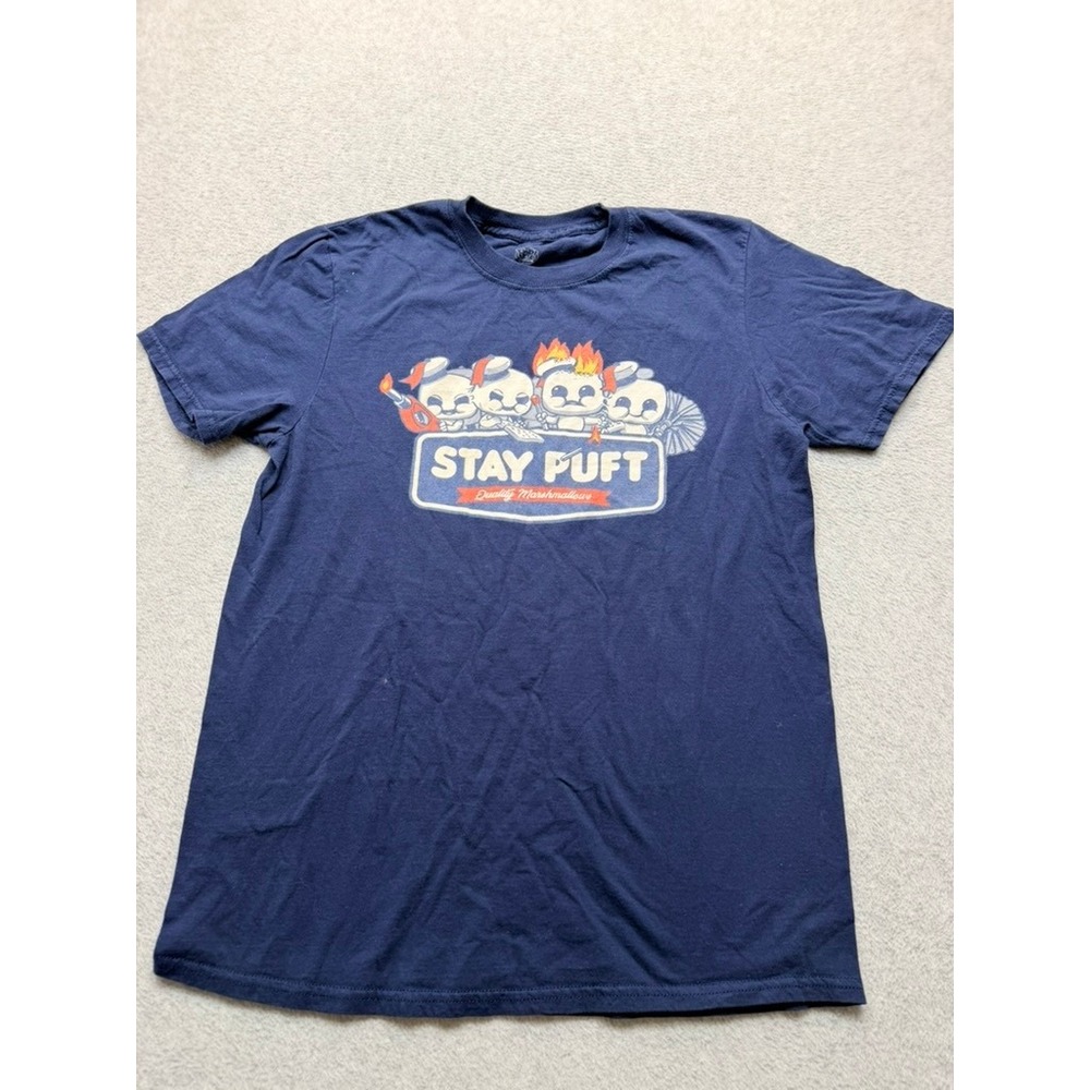 Ghostbusters Stay Puft Marshmallow Man Graphic T-Shirt Navy Blue Medium Mens